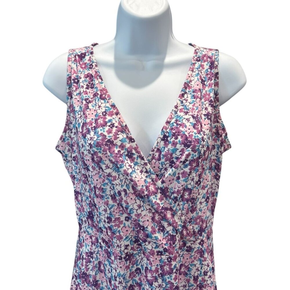 Fensace Floral Sleeveless Ruffle Hem Dress S | Pink Purple Boho Summer Sundress - Picture 3 of 4